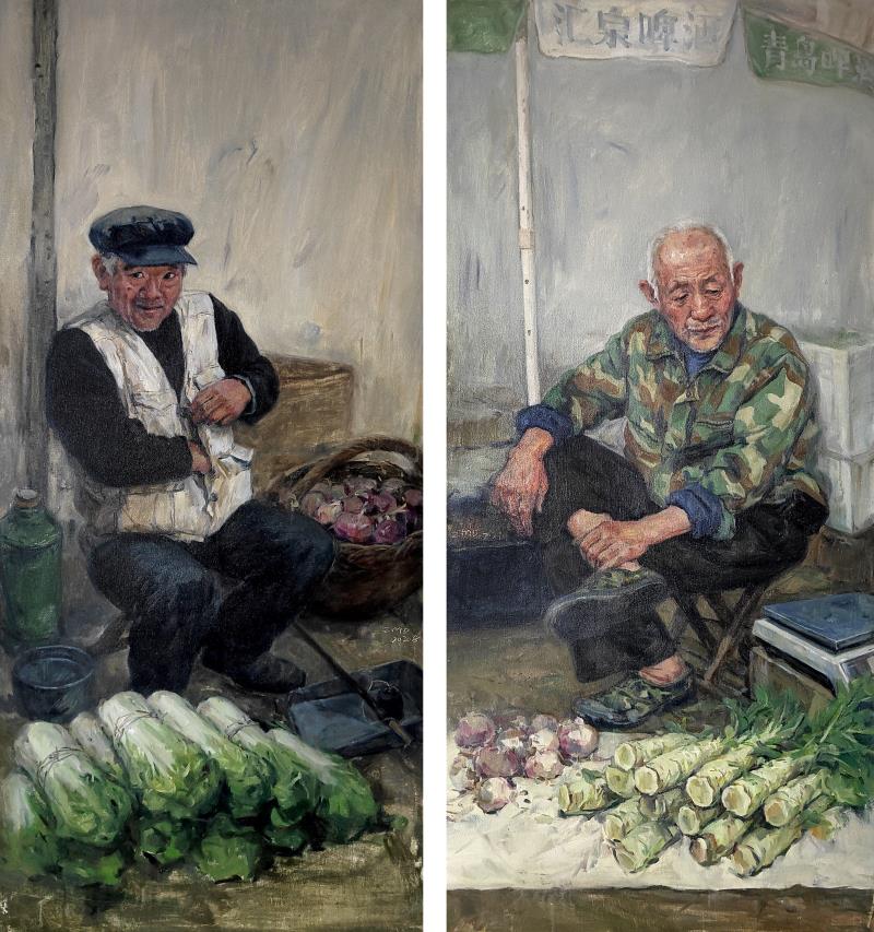 　　《我绘众生相系列——菜农老刘》　180×90cm　赵明栋