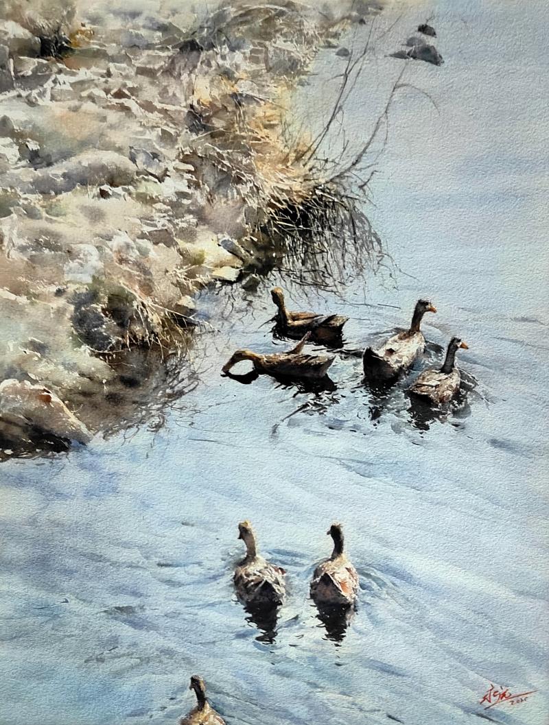 　　《清波几重影》　61×46cm　王永远